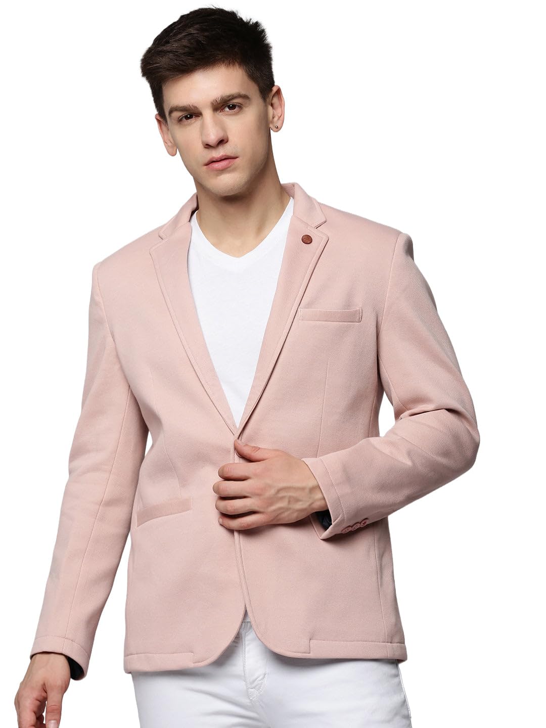 showoffff Men's Pink Single-Breasted Slim Fit Blazer with Notched Lapel-LBR-5100_Pink-picture-13
