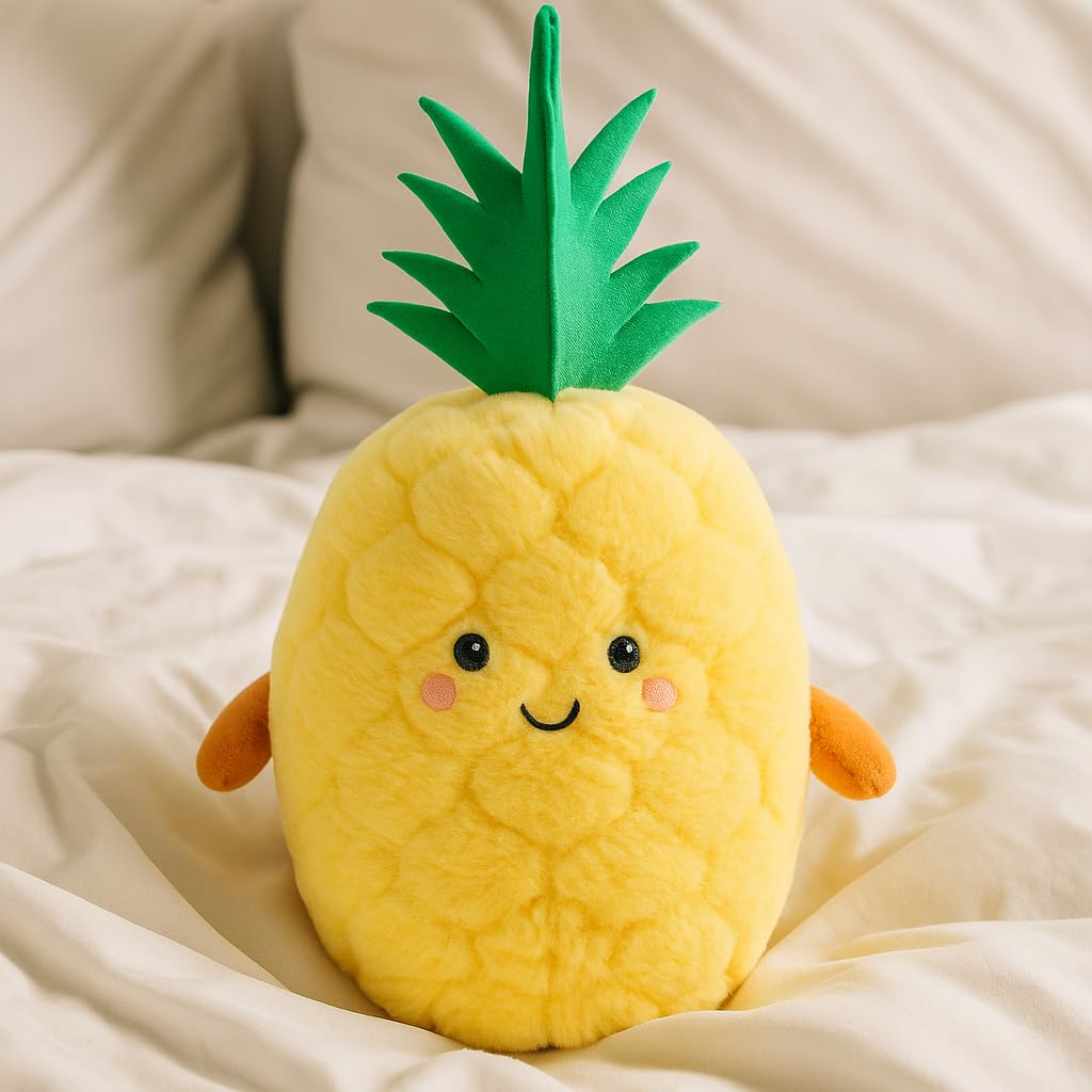 PMS Plush Softlings Pineapple Toy, 18cm Cute Soft Fruit Plush with Smiling Face & Arms - Image 2