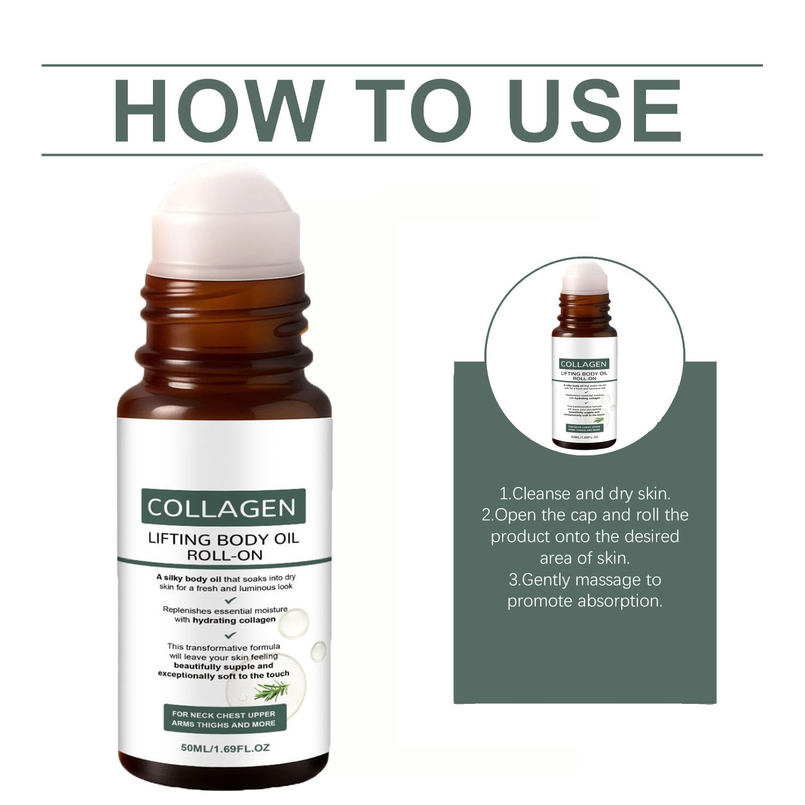Olio per il corpo di sollevamento del collagene per rassodare e idratare la pelle, anti-cedimento e aumento dell'elasticità, olio per il corpo secco rassodante anti invecchiamento (6PCS)