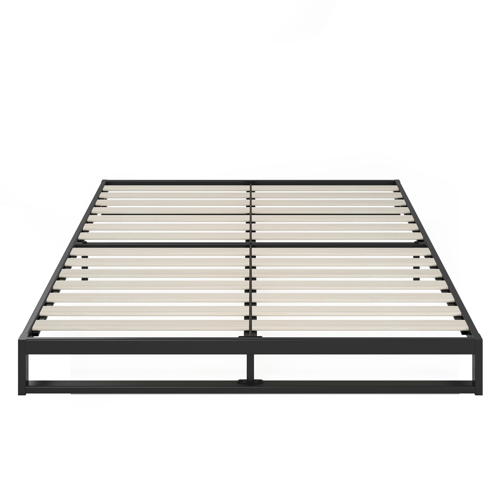 Zinus Trisha Bettgestell 140x200 cm - 18 cm Niedrige Bauweise - Metallbett 140x200 mit Lattenrost aus Holz - Umweltfreundliche Verpackung & Einfache Montage - Schwarz