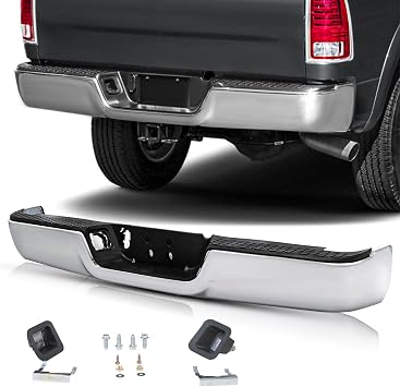 JSBOYAT [Non Sensor Hole & Non Dual Exhaust Type] One Piece Rear Bumper Assembly Replacement for 2009-2018 Dodge Ram 1500/2010 2011 2012 Ram 2500 3500 Back Bumper