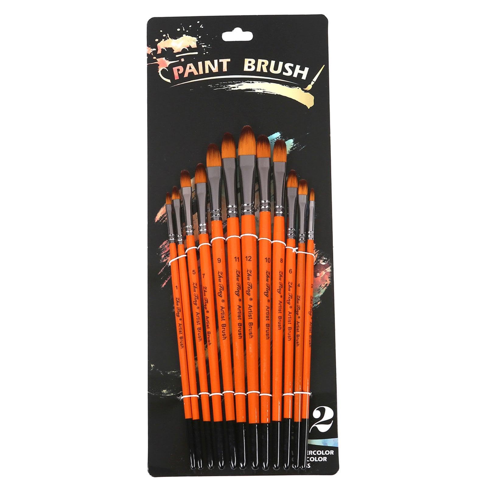 12Pieces Watercolor Paint Brush Set for Acrylics Oil Watercolor Gouache Painting Nylon Bristle Brush for Artist Beginner Painting Tool