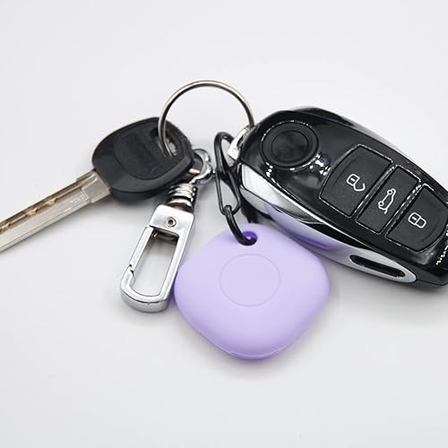 Miniatura 5 de Funda de silicona para Galaxy SmartTag con llaveros, paquete de 2 fundas protectoras antiarañazos con mosquetón (rosamorado)