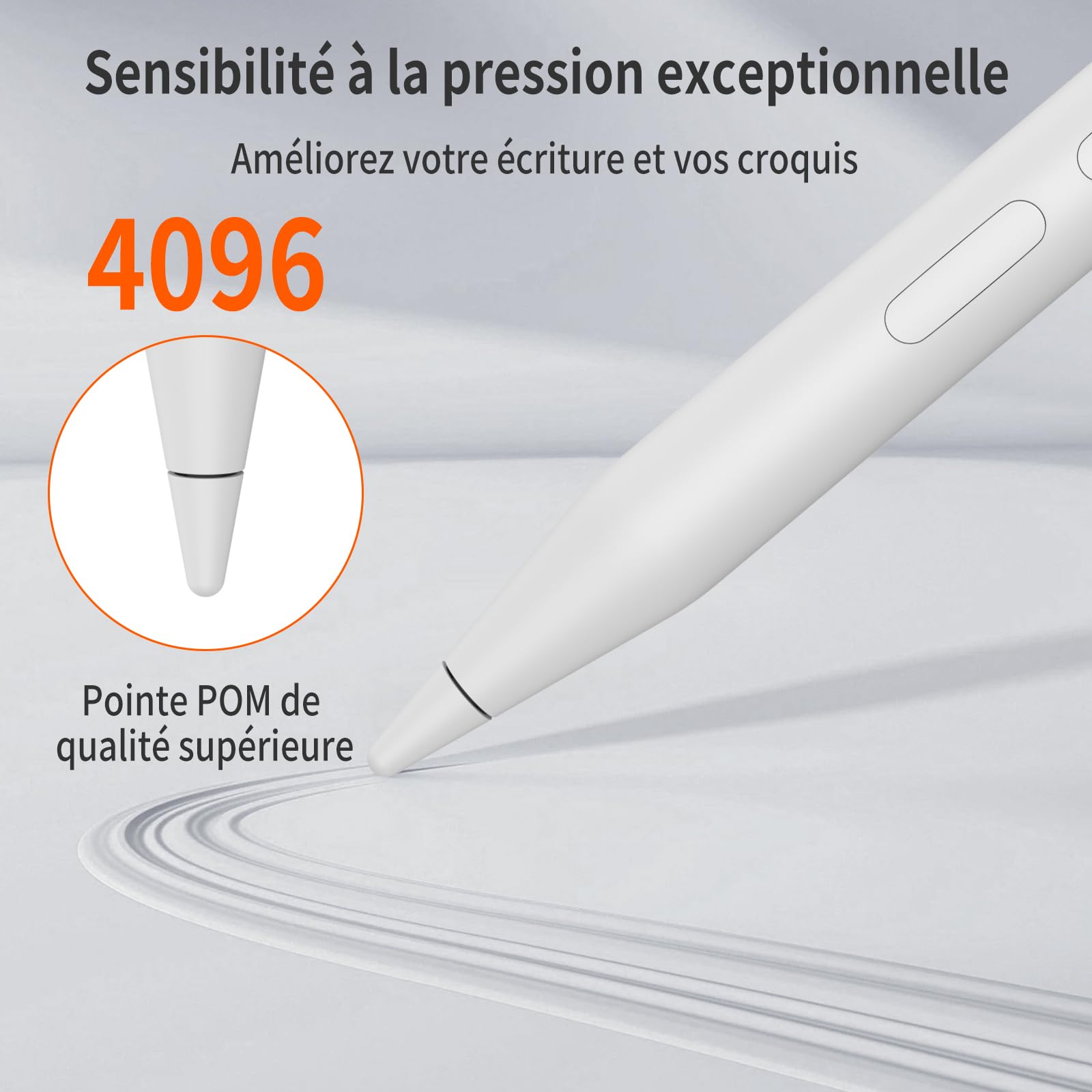 Lápiz táctil Activo para HP Omnibook y Envy x360 – 4096 Niveles de presión, rechazo de Palma y 80 Horas de autonomía – Compatible con HP Spectre x360, Pavilion x360 y Otros Modelos MPP