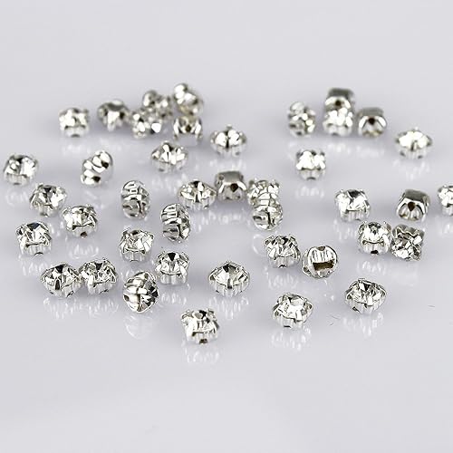 LolliBeads (TM) - 100 piezas de cristal con anillos de cristal para coser en diamantes de imitación de vidrio checo con base de latón chapado en
