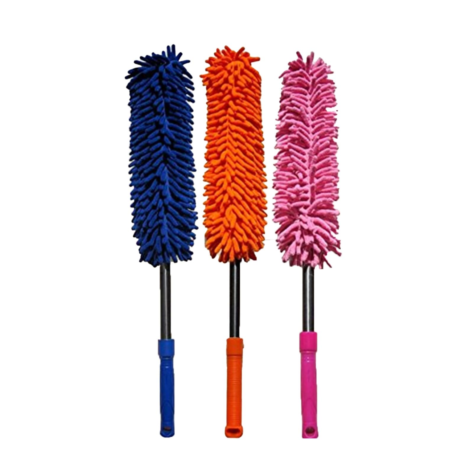 Pnjb White Microfibre Noodle Duster Extending Pole Home Office Cleaning Dusting, Essentials Retractable For Long-Reach, Washable Dusting Brush, Duster For Multipurpose Cleaning Use (3Pcs)