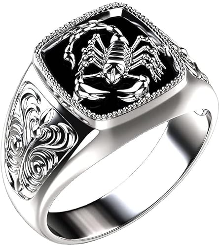 Nice processado, masculino, vintage, top, punk, escorpião, anel, joias, acessório gótico (09)