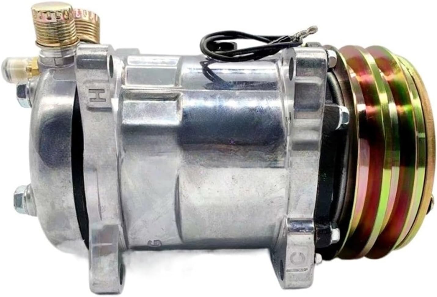 LINGYUE Compatible For Sanden 508 SD508 AC Compressor Compatible For sanden 5h14 Tractor Excavator Heavy Duty Truck 12V / 24V 2 Groove V Blet Pulley Clutch(R12 12V)