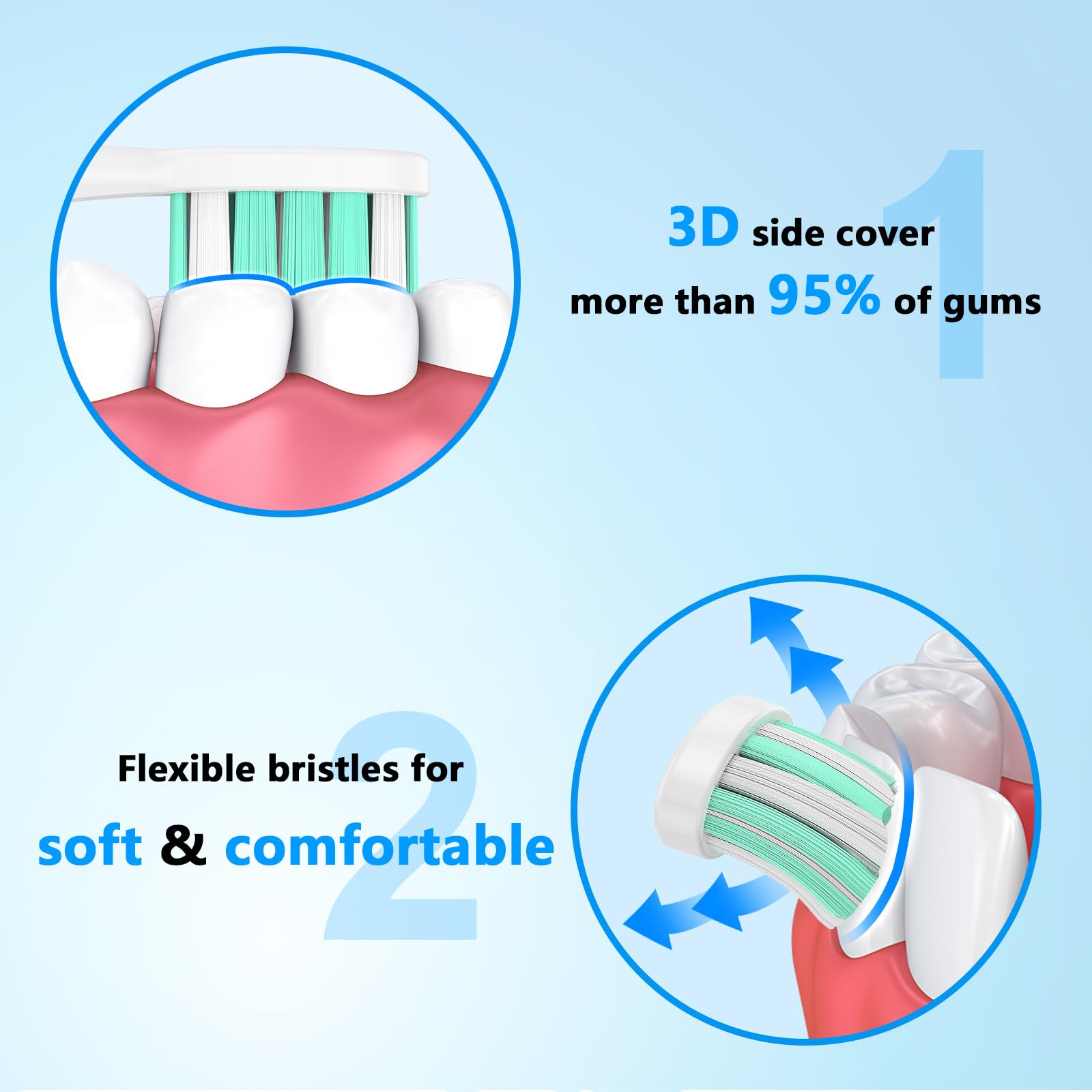 Cabezales de repuesto para cepillo de dientes eléctrico Philips Sonicare Mango a presión: cerdas de suavidad media, 10 cabezales de cepillo, color blanco