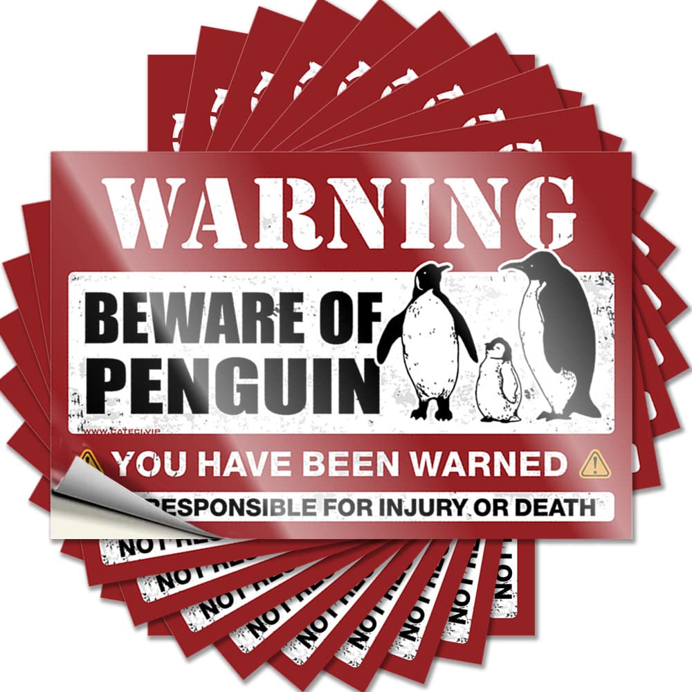 Fzfn Men's Colour Sticker Garage Positive Beware Of Penguin For Math - Office Decor For Easy Peel Removable(6X9cm)