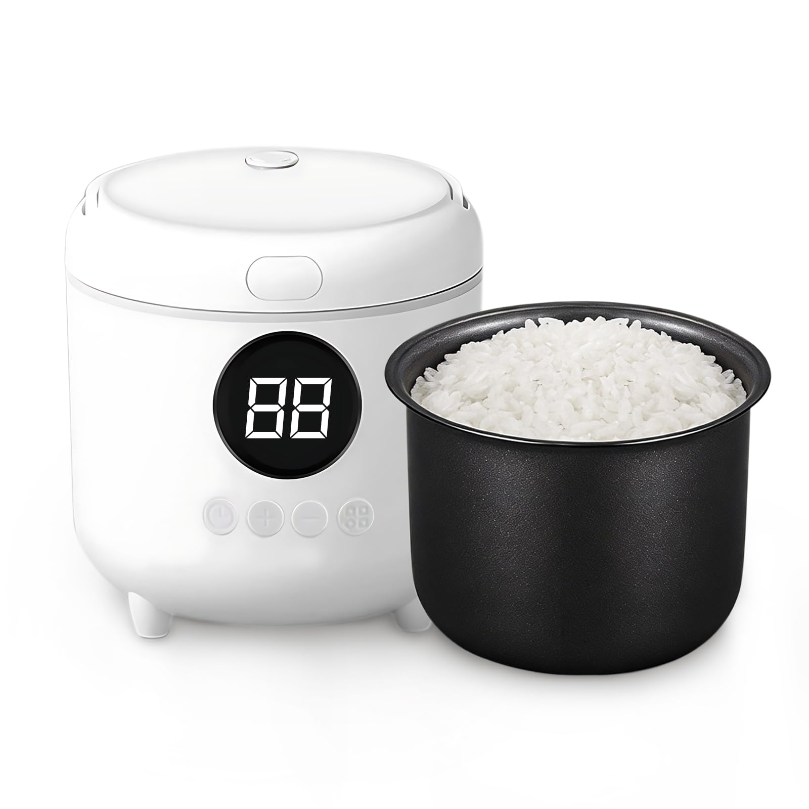 Reiskocher Klein, 3 Tassen (für 1-3 Personen), 6-in-1 Multikocher mit Slow Cook, 300W, Kompakt, Weiß