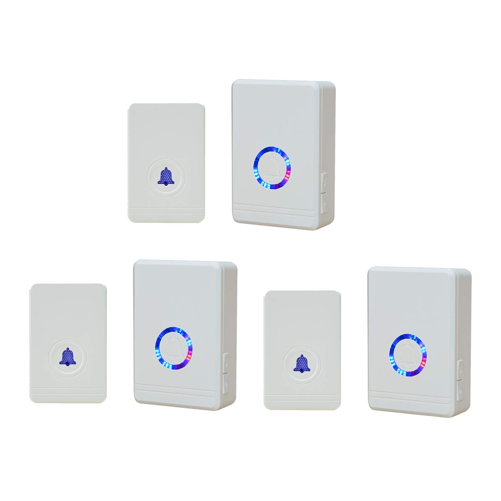 NineLeaf Wireless der Funk Türklingel mit LED-Blitz und 48 Türklingeln mit Einstellbarem Volumen, wasserdichte Fenstertürklingel für Home Security, 1312 Fuß, Lange Reichweite, weiß, 3er-Pack