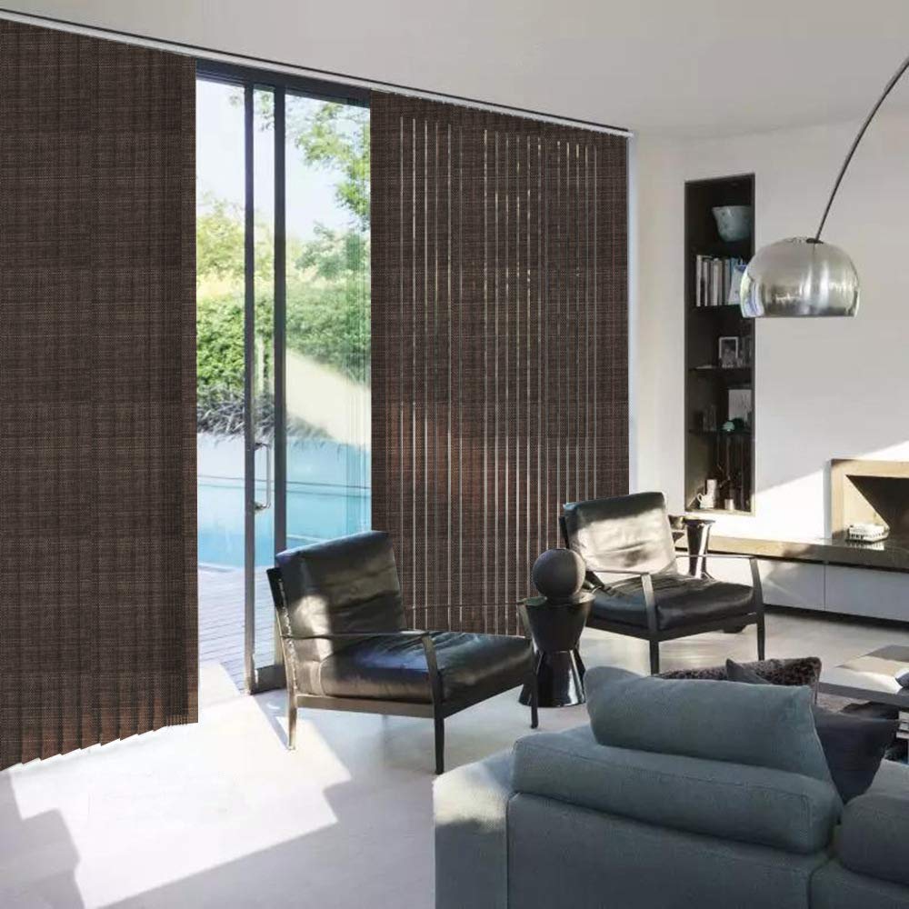 LETAU 100% Blackout Cordless Vertical Window Shades, 3.5inch Slat Fabric Thermal Insulated Energy Saving UV Protection Decoration Vertical Window Blinds