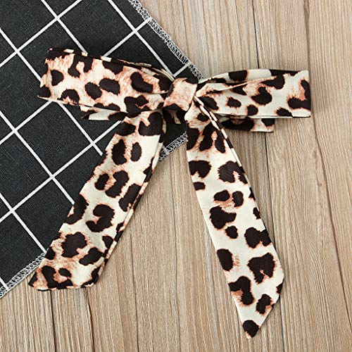 TEVEQ Infant Baby Girl Set Letter Tops Romper Leopard Flared Pants Clothes Set Gree   n