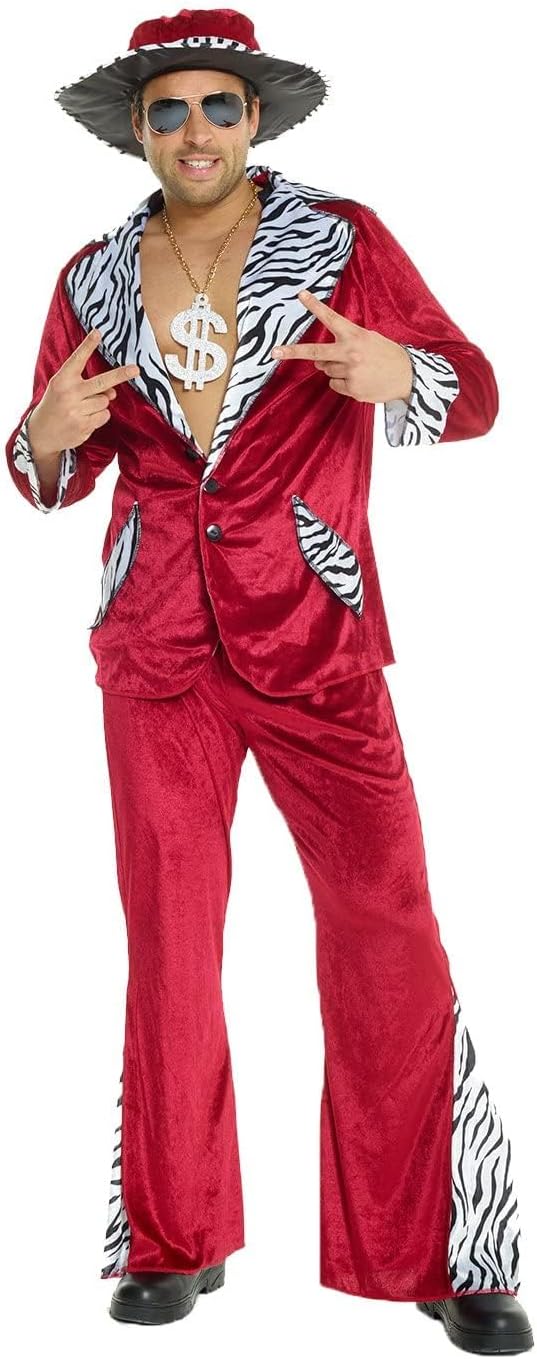 Morph Red Pimp Costume for Men, Pimp Outfit for Mens, 70s Outfits for Men, Mens 70s Costume