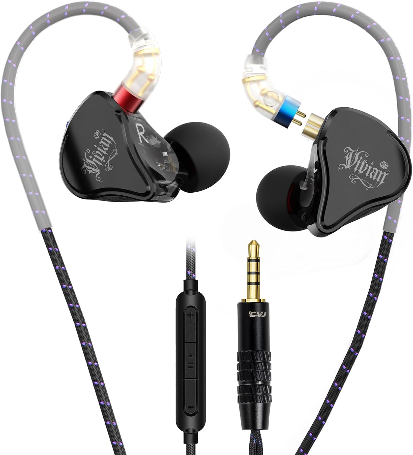Amazon.co.jp: CVJ Vivian（素材-マイクがあります）IEM イヤホン 有線