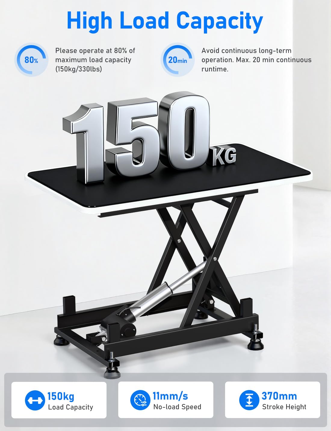 DIHOOL Mesa elevadora eléctrica de 150kg mesa elevadora plataforma elevadora laboratorio taller coche altura ajustable 210-580mm elevador AC 100-240V y DC 24-30V