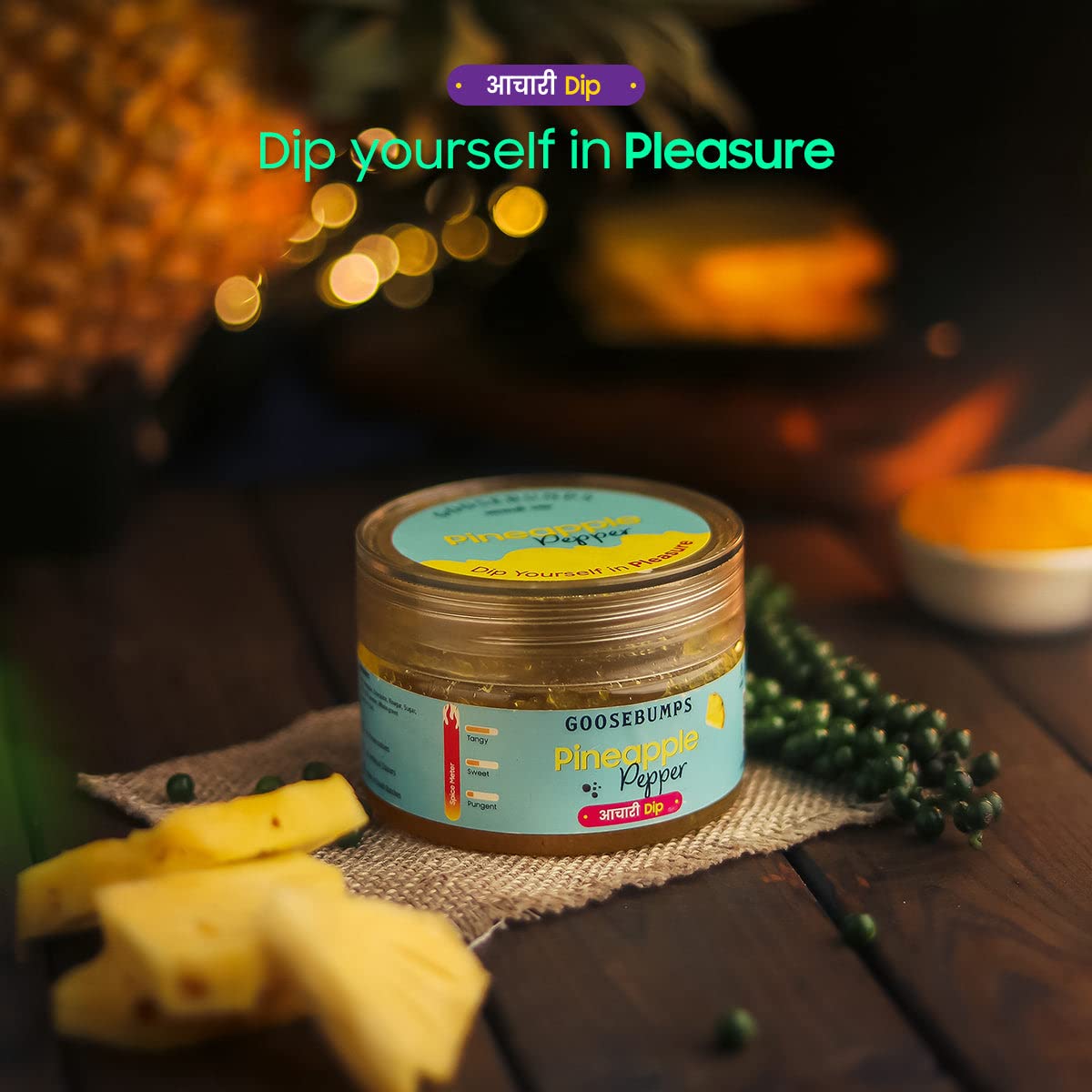 Goosebumps Pineapple Pepper Achaari Dip | Preservative and Additive Free Dip - 120 GMS - Image 3 thumbnail