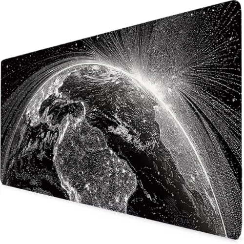 Tapis de souris XXL 900x400mm noir ciel étoilé grand format antidérapant pour PC et bureau