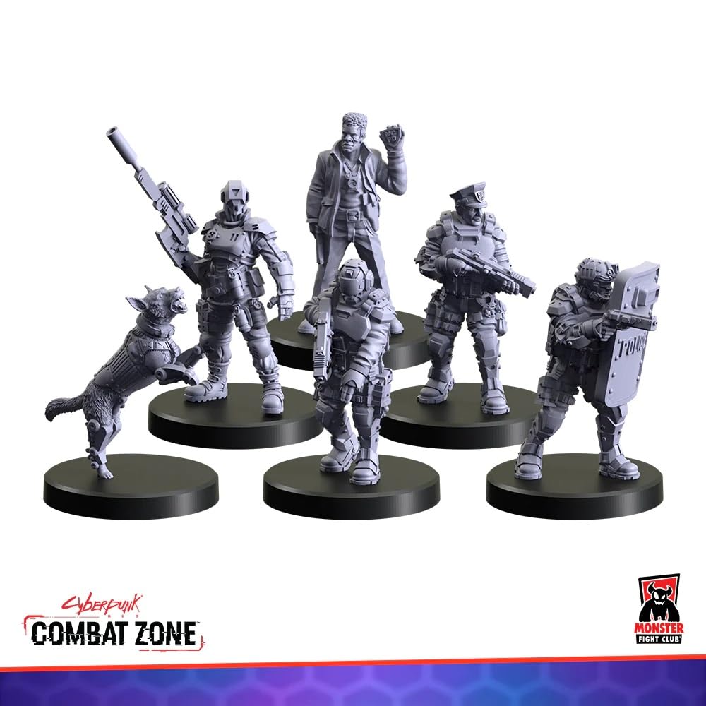Monster Fight Club Cyberpunk Red Combat Zone Miniatures Expansion: Lawmen Starter Gang