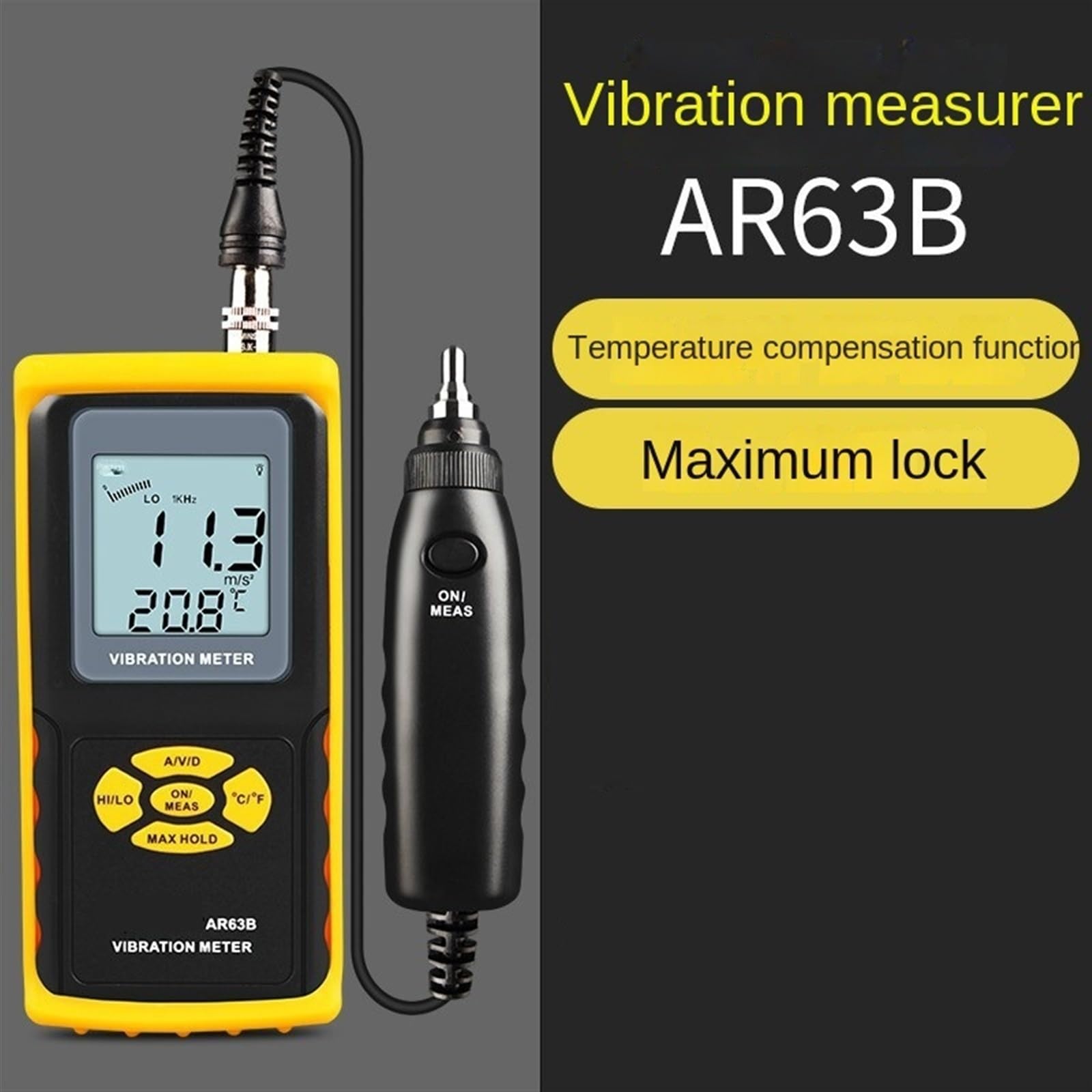 Misuratore di vibrazioni digitale Misuratore di vibrazioni di precisione digitale AR63B, analizzatore di misura for uso a lungo termine