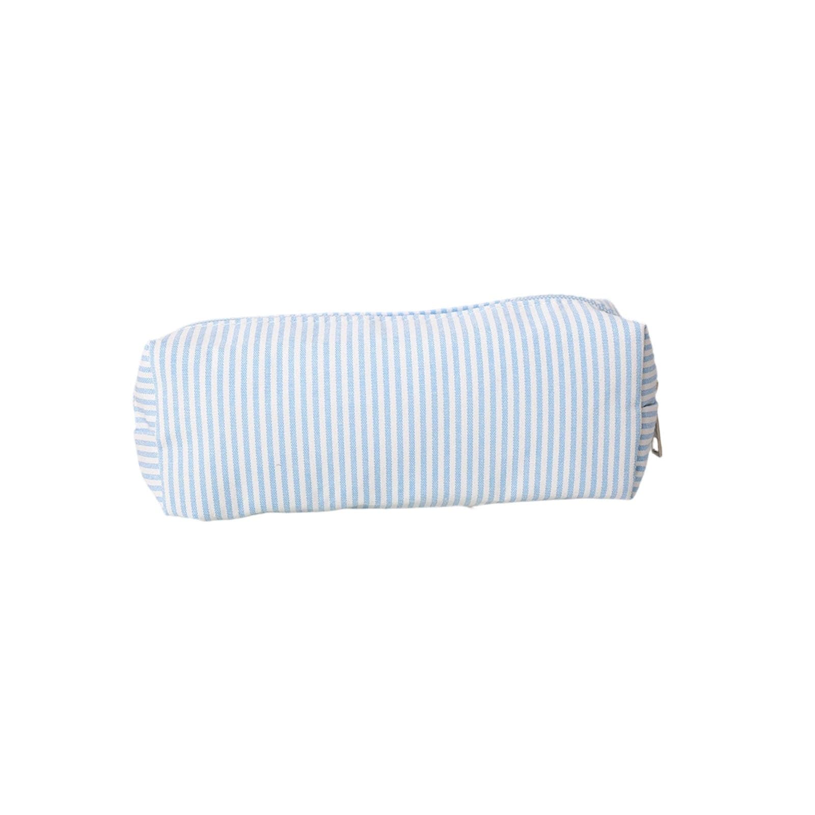 Classic Striped Canvas Pencil Pouch Large Capacity Stationery Organiser