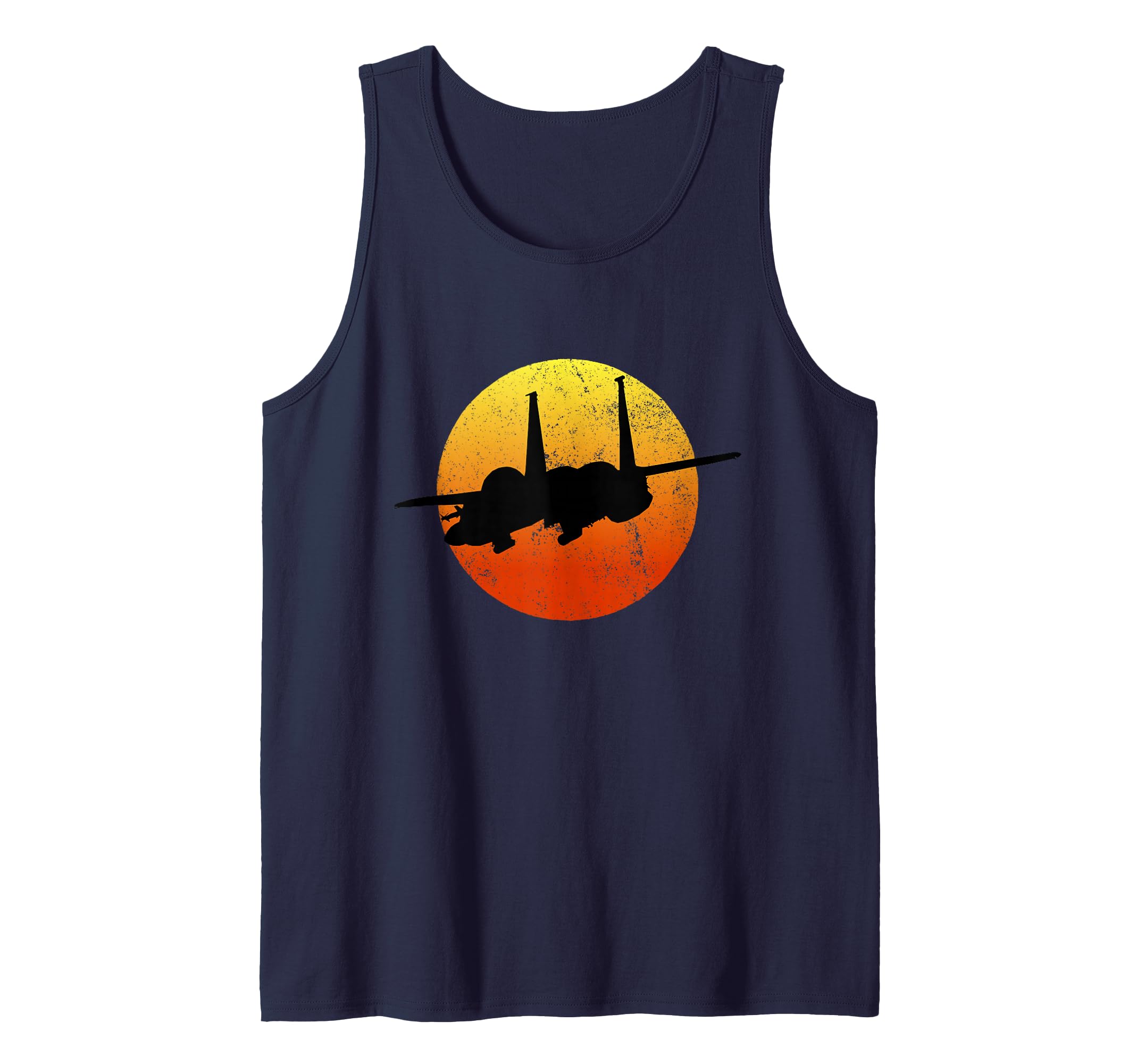 F-15 Eagle Silhouette Retro Sunset Jet Flies F15 Tank Top