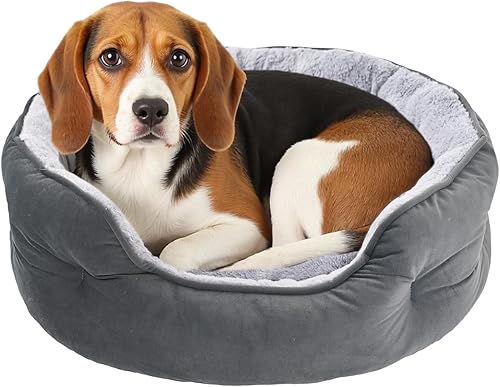 Miniatura 7 de Amazon Basics Cama redonda para perros pequeños, camas para gatos de interior, cama lavable para cachorros con cojín de felpa suave, parte inferior