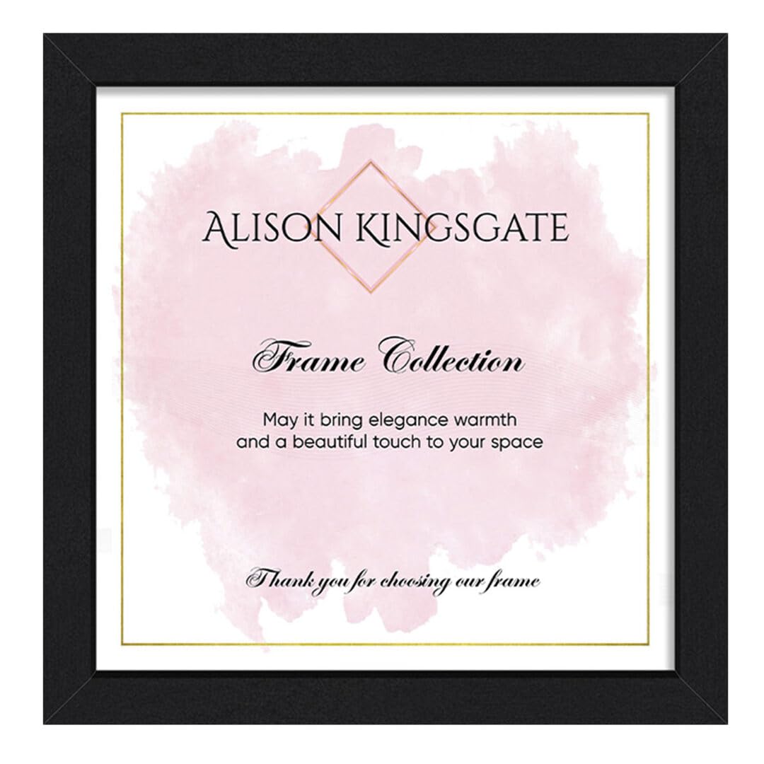 Alison Kingsgate Sleek 18X18 Picture Frame - Engineered Wood with Shatterproof Perspex Front - Perfect for Photos, Posters, Certificates - Suitable for Wall Mount or Tabletop Display - Black