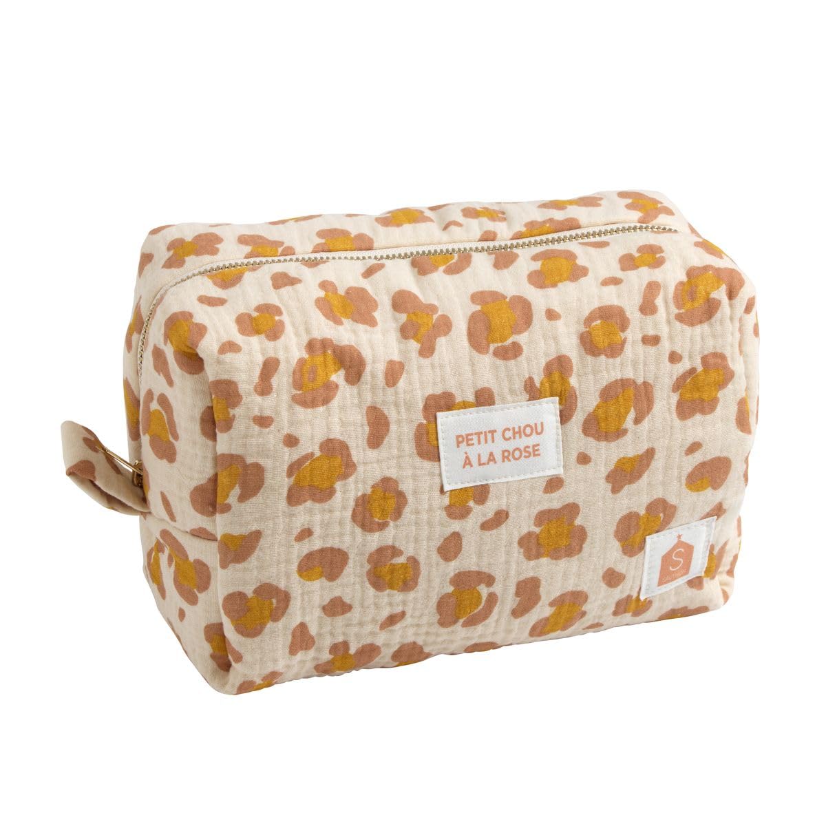 Trousse de Toilette en Gaze de Coton imprimé léopard