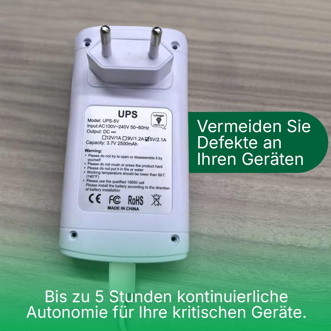 Mini UPS 5V | Mini USV 5V Unterbrechungsfreie Stromversorgung Mit Hoher Kapazität, Interne 2500mAh Batterie | Mini UPS Power Supply| Mini USV Für Router, Kameras und Geräte mit 5 V (max. 2 A)
