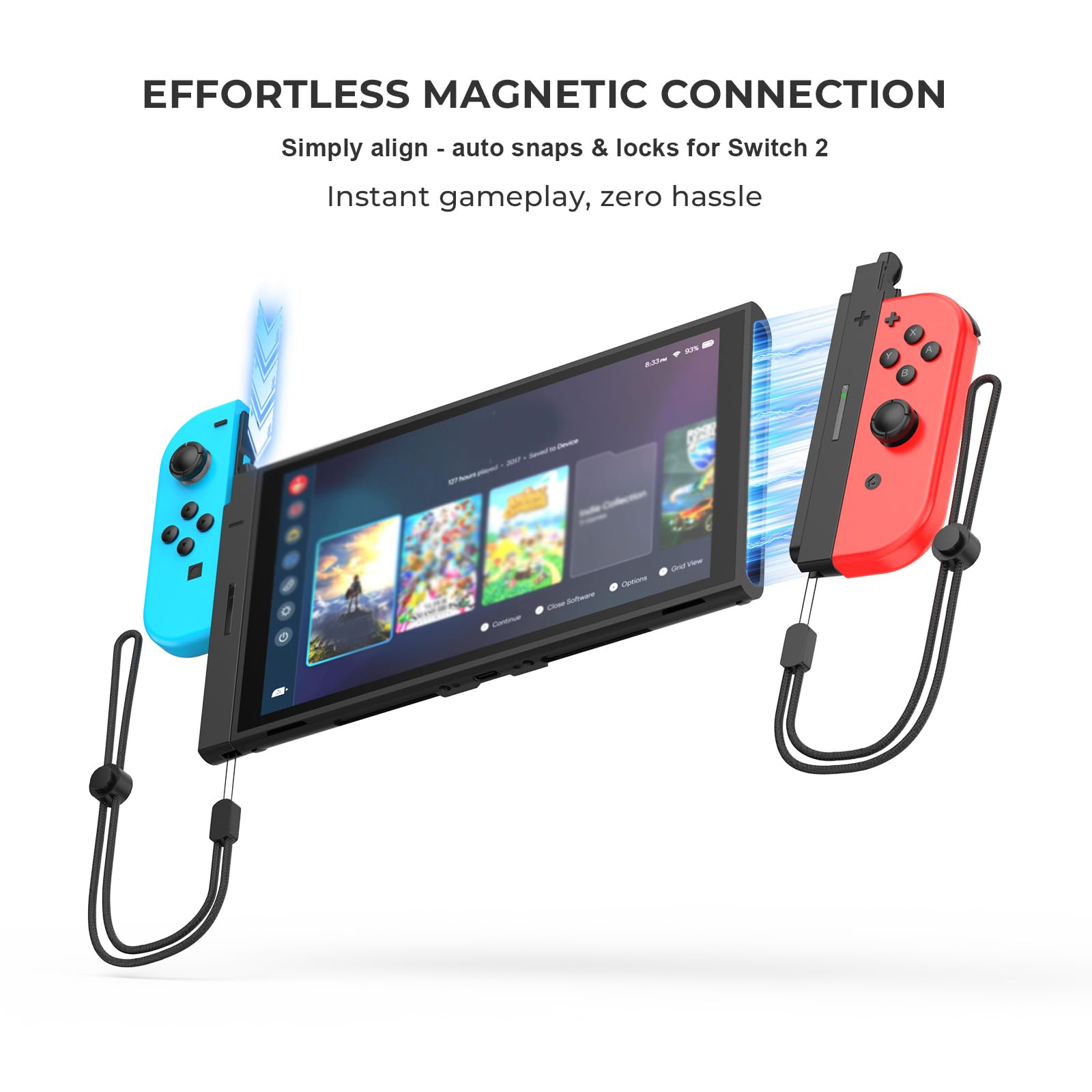 Genérico Adaptador convertidor de mando para Switch Joy-Con a Switch 2, conector magnético mando de para Switch 2 con correa para la muñeca