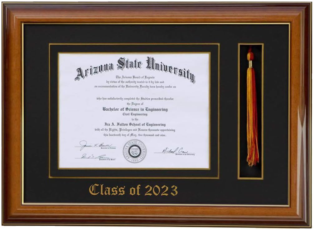 3art Diploma Frame with Tassel Holder for 6x8 Diploma,Certificate,Document (CUSTOMIZABLE) Double Mat and Multi Color Frame Option,Real glass and 100% Wood.