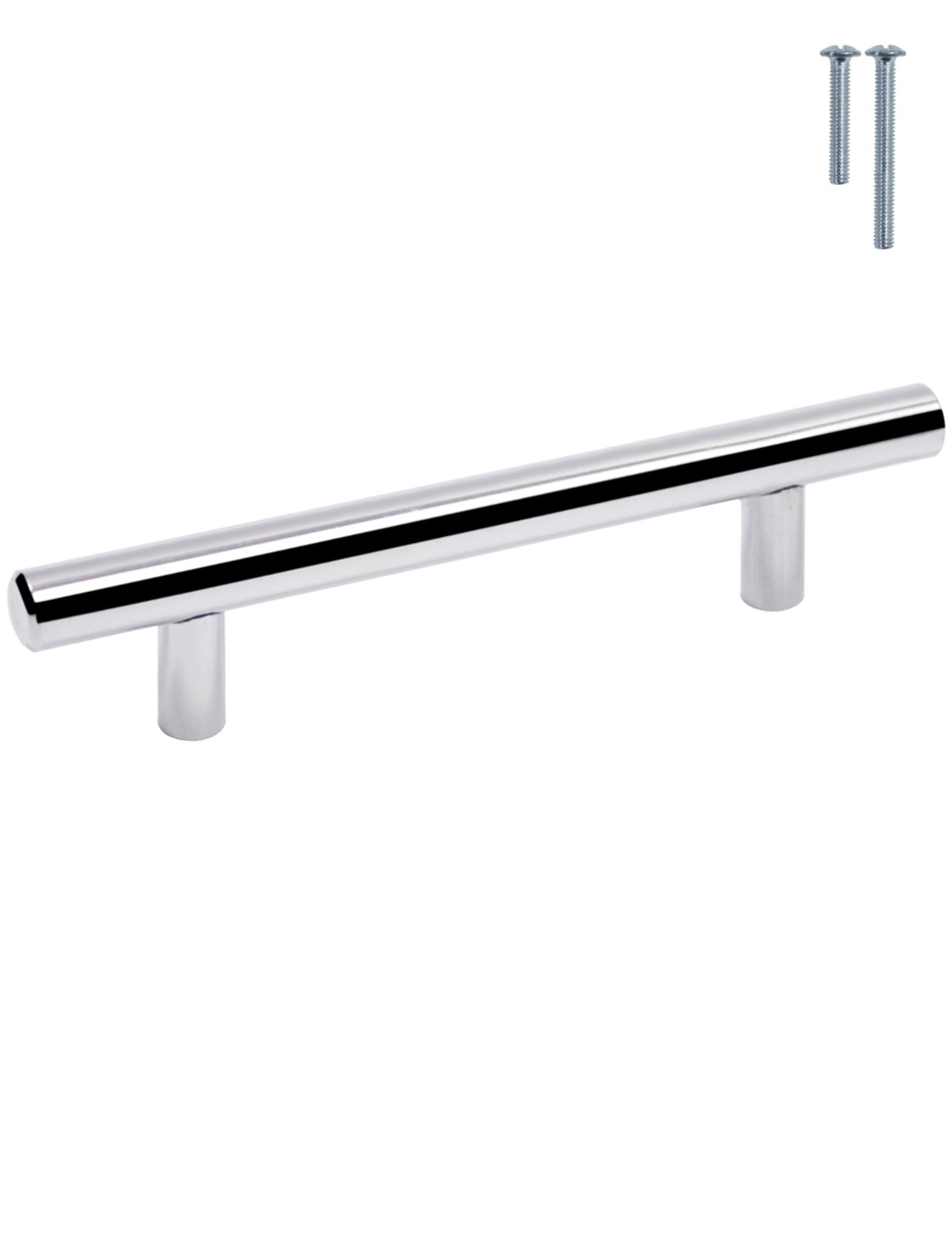 PinLin 1 Pack Kitchen Door Handles 96mm Hole Centre Polished Chrome Cabinet Handles Stainless Steel Cupboard T Bar Handle(Screws Included)