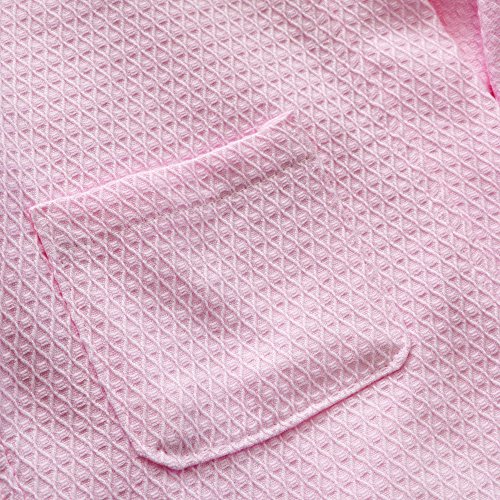 KISBINI 100% Cotton Long Hooded Robes Waffle Knit Bathrobe for Kids Children4