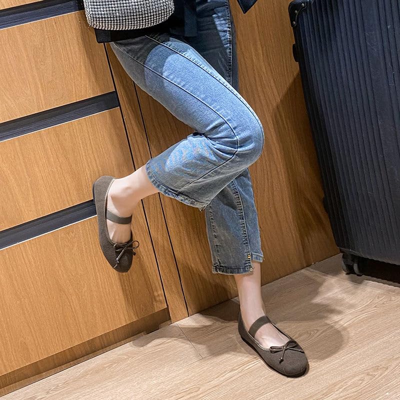 Women's Bow Round Toe Ballet Flats Slip On Comfortable Dressy Business Dance Flats Walking Shoes3