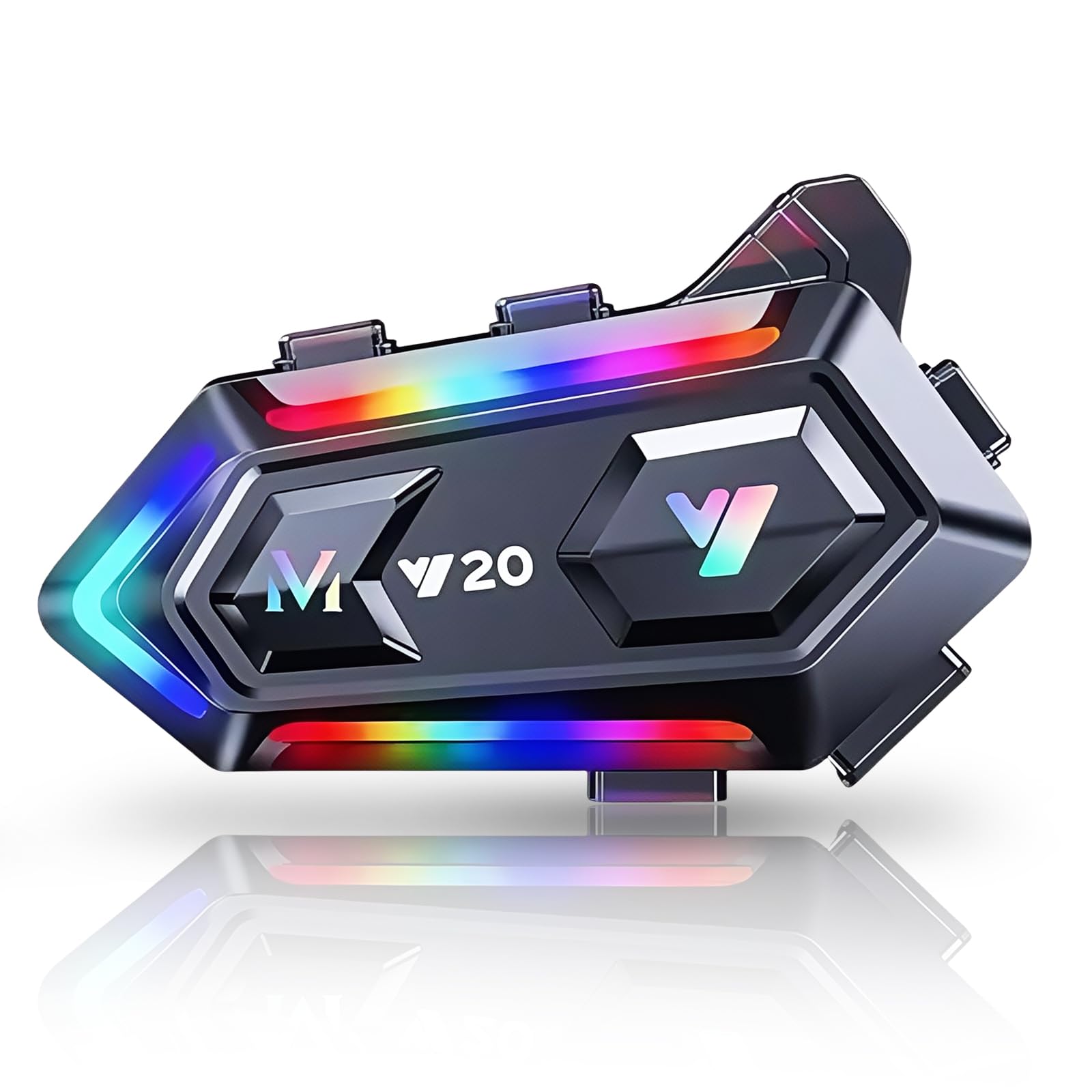 flintronic Casco Moto Auricolare, Y20 Cuffie per Caschi da Moto per Persona Singola Wireless 5.3 Impermeabile IPX6 Cancellazione, luci RGB abbaglianti, Per Pilota Singolo