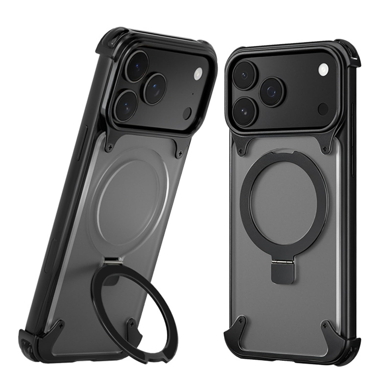 Podpórka etui na iPhone'a 17 Pro, elegancka minimalistyczna smukła matowa tylna obudowa PC aluminium metal bez ramy fajna odporna na upadki ochronna amortyzacja wstrząsów powłoka klasy lotniczej