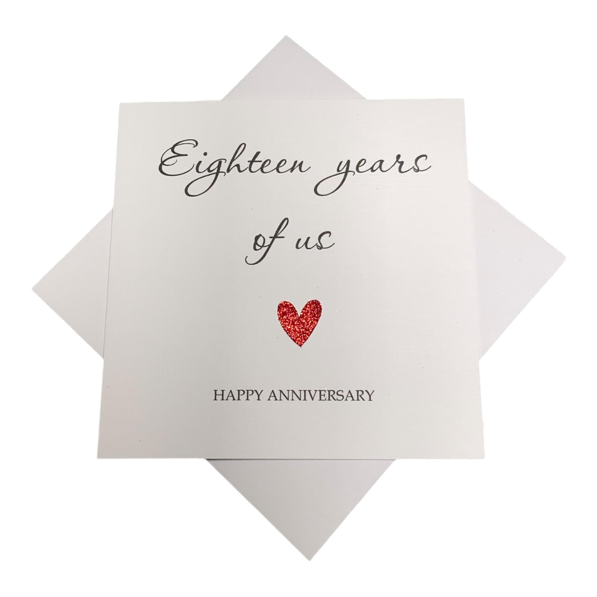 18th Wedding Anniversary Card - Porcelain 18 Year Eighteenth Personalised Gift for Wife Husband Boyfriend Girlfriend Partner - Choose Glitter Heart - Various Designs (Year Of Us)