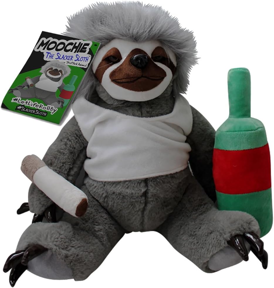 Moochie The Slacker Sloth - 32cm Lazy Sloth Plush - Stuffed Animals for Adults Funny Gag Gifts Weird Gifts for Men Women Gifts for Slackers Sloth Gifts Stuffed Sloth Toy Life in The Slow Lane
