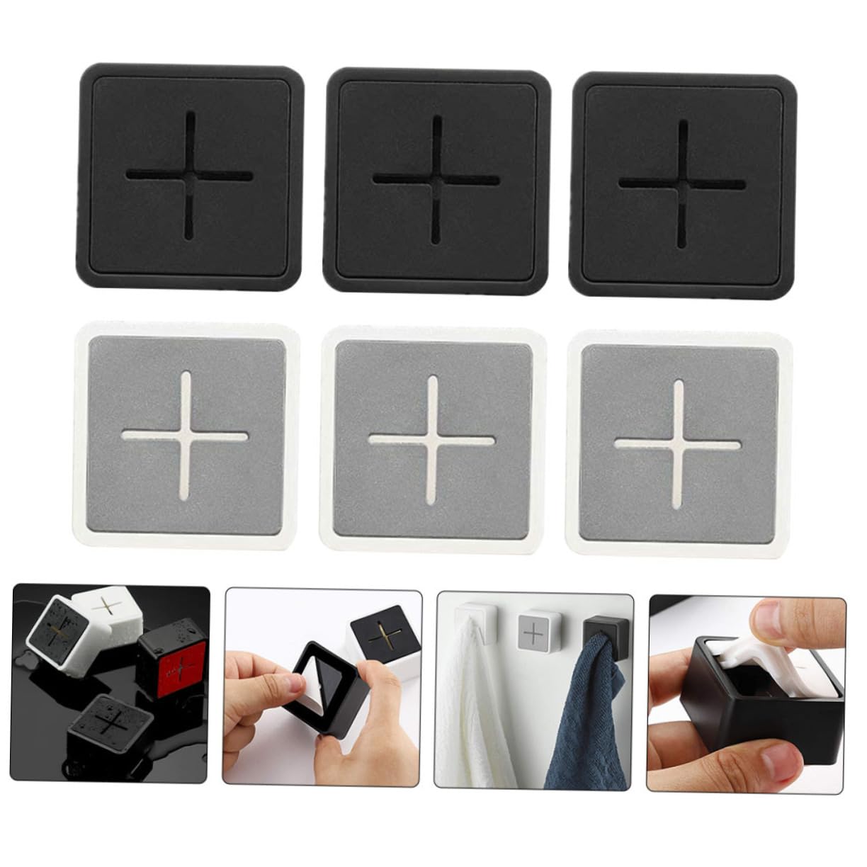 Lurrose 3 Set Ganci Adesivi Per Strofinacci E Bagno Ganci Abs E Facili Da Installare Senza Foratura Per Bagno Cucina E Camere Da Letto 6 Pezzi * 3