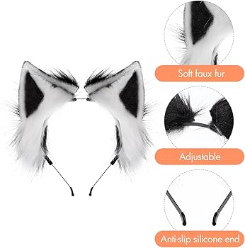APLVFFZH Set di Orecchie e Coda di Gatto, Code di Gatto in Costume per Decorazioni Natalizie di Carnevale nel Night Club, Nero