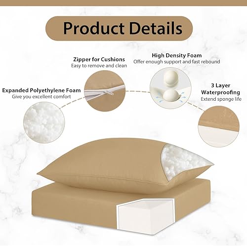 Miniatura 2 de LOVTEX Juego de cojines de asiento profundo para exteriores, resistentes al agua, 24 x 24 pulgadas, cojines para sillas de patio para muebles de