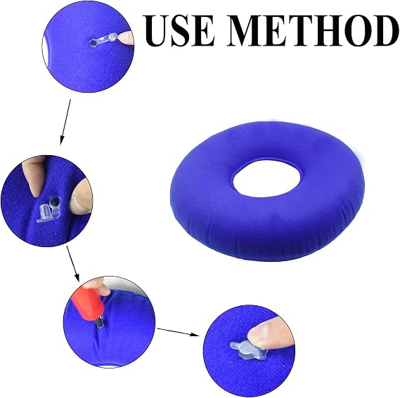 Butt Round Pillow for Tailbone Pain, Pillow Flocked Fabric Air Pillow for The Home, Office,Hiking,Camping,Traveling,Napping,Desk Rest,Neck & Lumbar Support