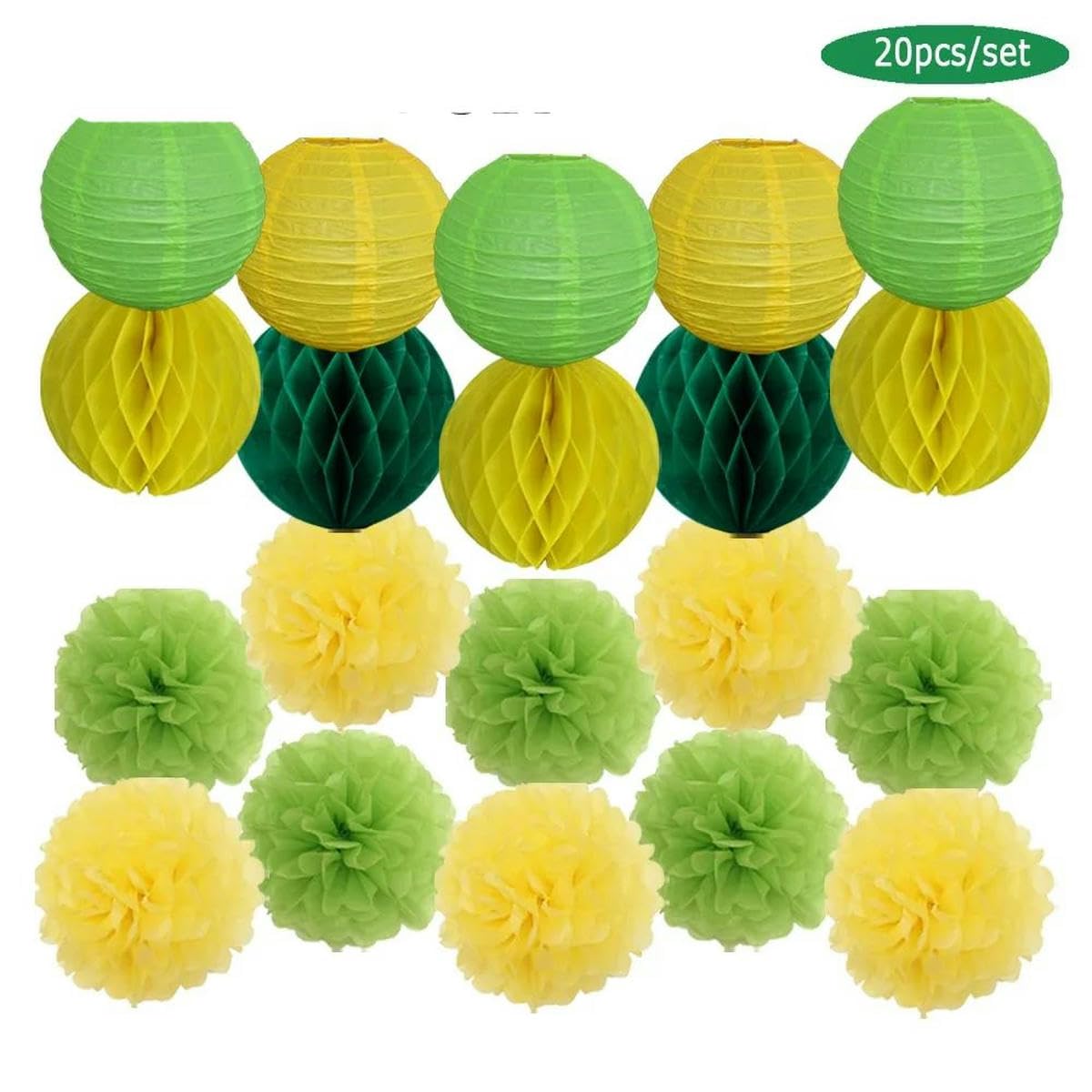 Hochzeitsgeschenk, weißes Set, 15,2 cm, 20,3 cm, 25,4 cm, 30,5 cm, rund, Papierlaternenball, Wabengewebe, Pompom, rosa, blaues Dekor, Silberblau, M, 25 cm (10 Zoll)