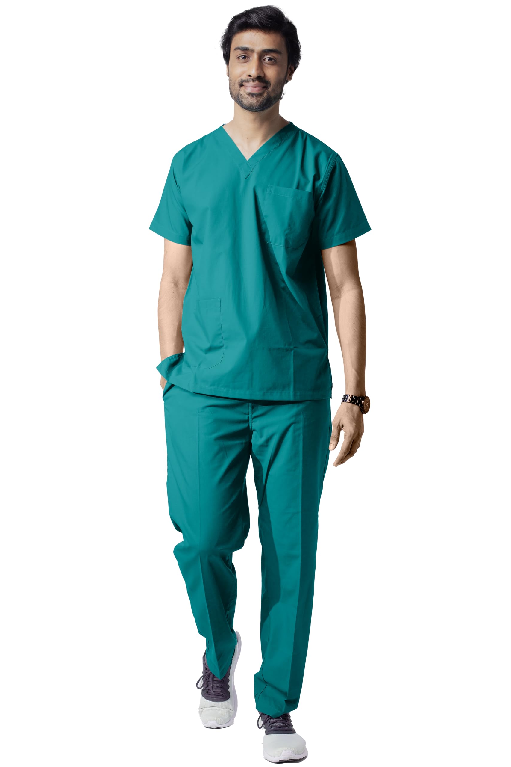 Men’s Scrub Suits DSV || 5 pocket scrubs | Ideal for doctors, dentists, vets, nurses & healthcare professionals (Dark Teal, XXL)