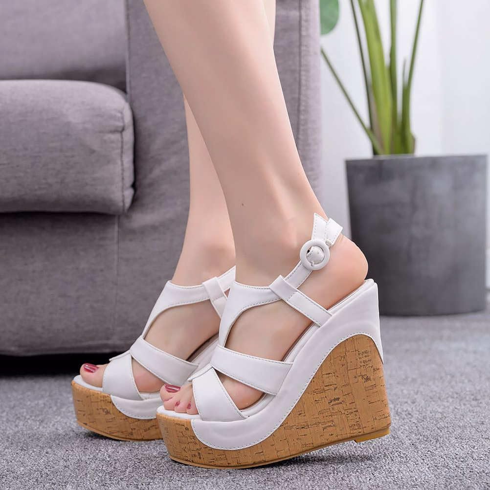 Mujeres Plataforma Cuña Sandalias Corcho Slingback Cuñas Alpargatas Tacones Verano Zapatos