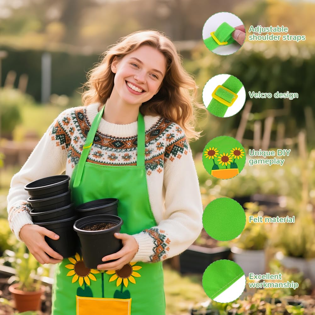 Alaoo DIY Felt Apron, Flowers Artist Painters Bib With Pockets, Gardening Tool Apron for Gardening Tools DIY, Woodwork - Image 3