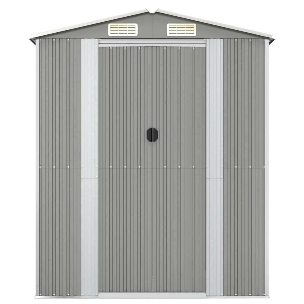 vidaXL Cobertizo de Jardín Exterior Aire Libre Patio Almacenamiento Organizador Casa Puerta Herramienta Caseta Acero Galvanizado Gris Claro