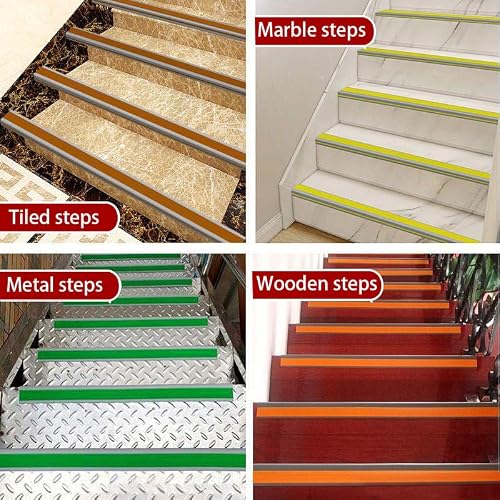 LeongLzt 36 Inch Stair Nosing,Shaped Stair Edge Protector Vinyl Stair Edging Self-Adhesive Rubber Stair Nosing Stair Nose Molding, Non-Slip Stair Tread Stair Trim for Indoor & Outdoor Stair Use